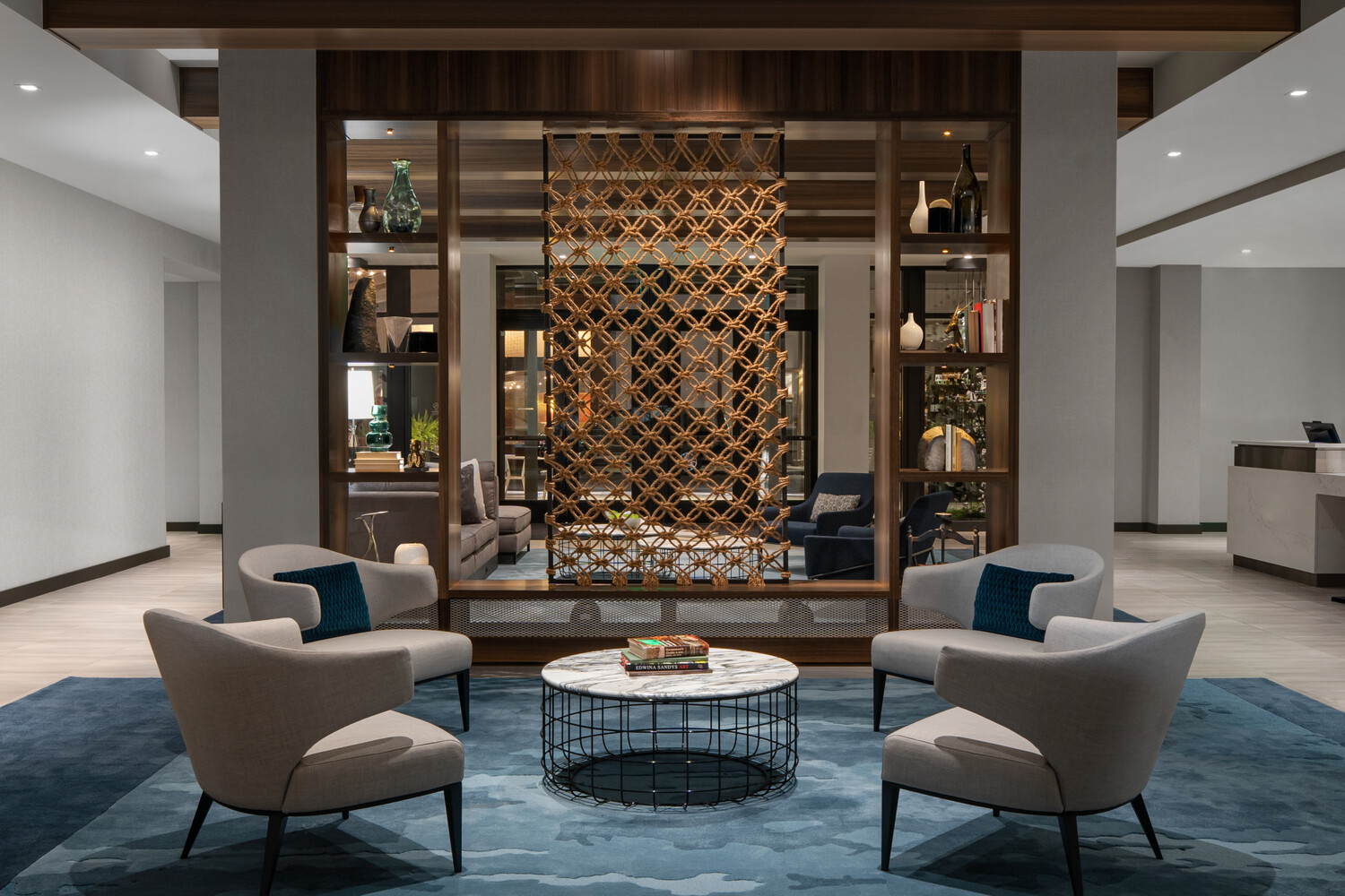 a room with chairs and a table