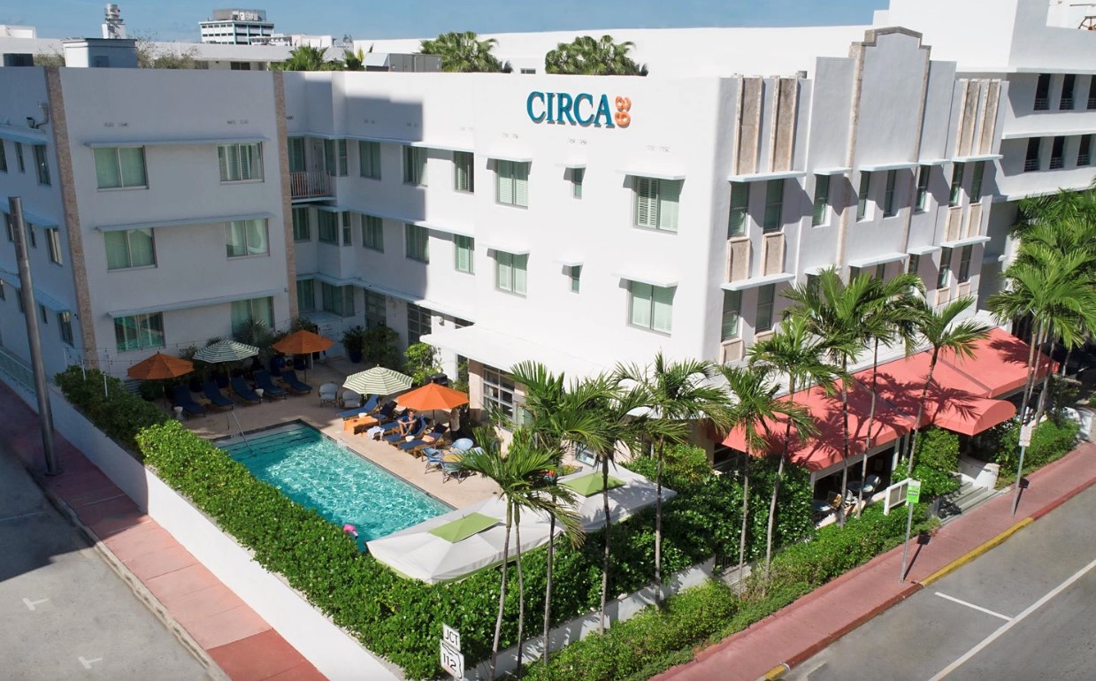 Hotel exterior with pool